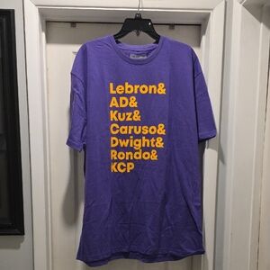 Purple Basketball Roster Tee with Gold Text